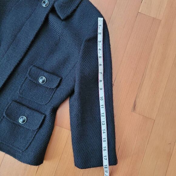 Talbots wool blend black chanel inspired blazer office workwear goth preppy acad - Picture 9 of 12